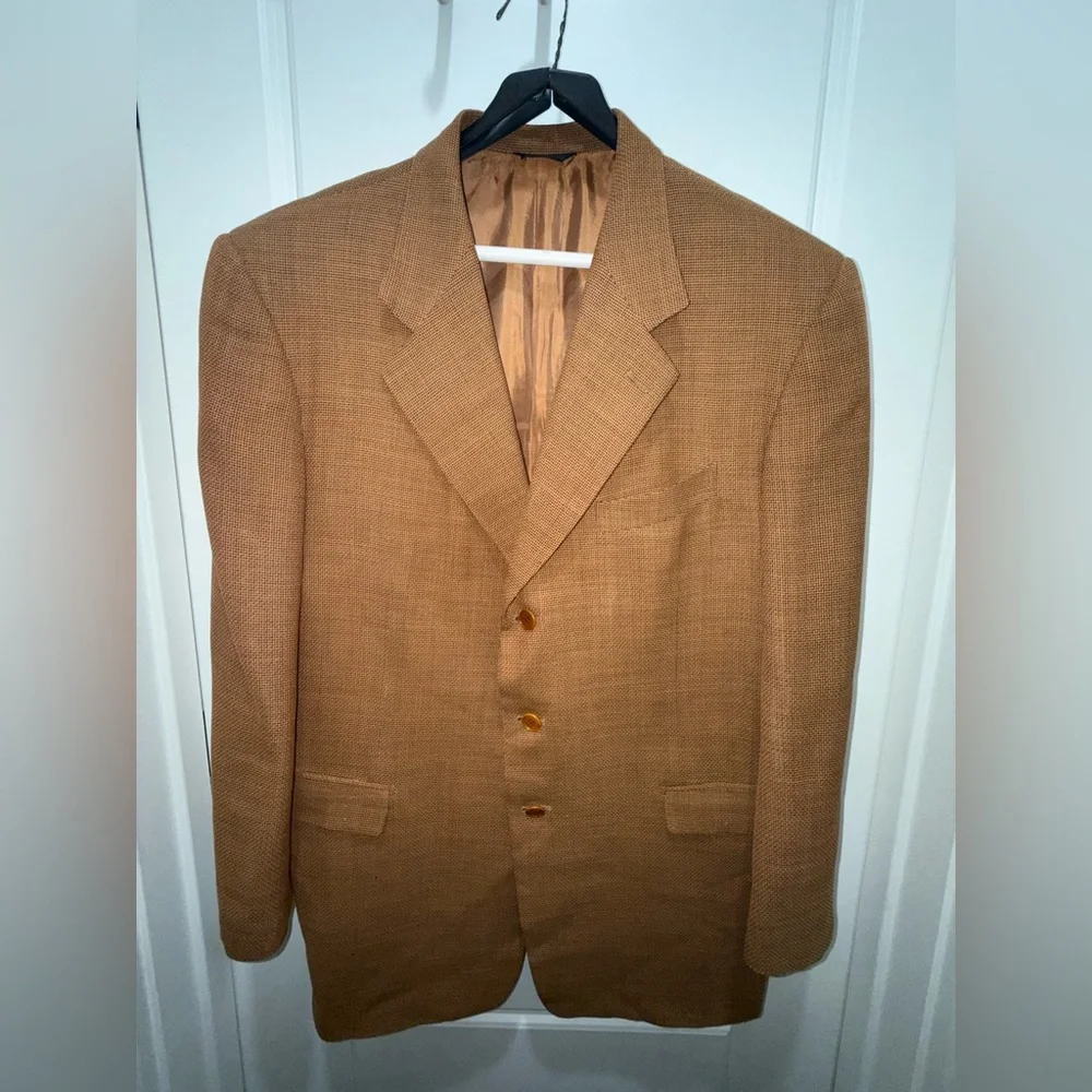 Pal Zileri. Rare Custom Lightweight Wool Blazer. Orange/Brown. Size 46.